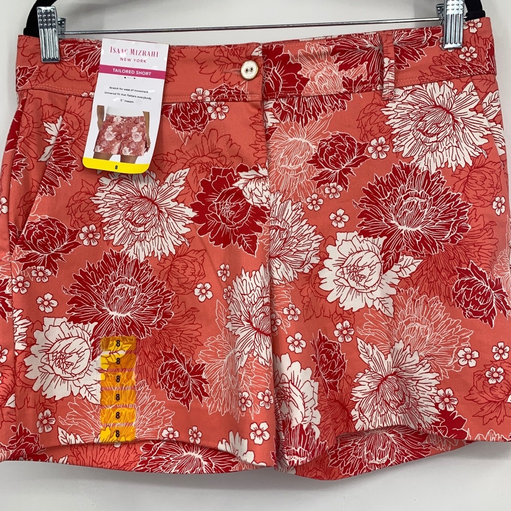 Isaac Mizrahi womens 8 shorts tailored stretch floral peony preppy NEW